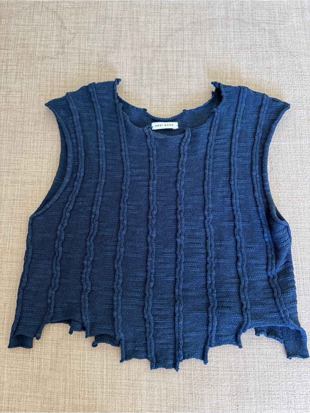 Navy Distracted Cropped Top